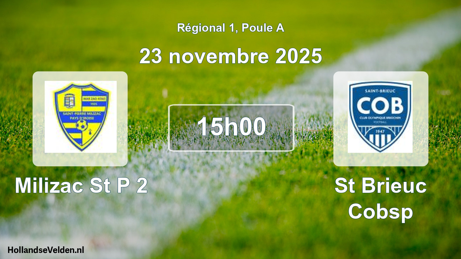 Scheduled Match: Milizac St P 2 - St Brieuc Cobsp (23 November 2025)