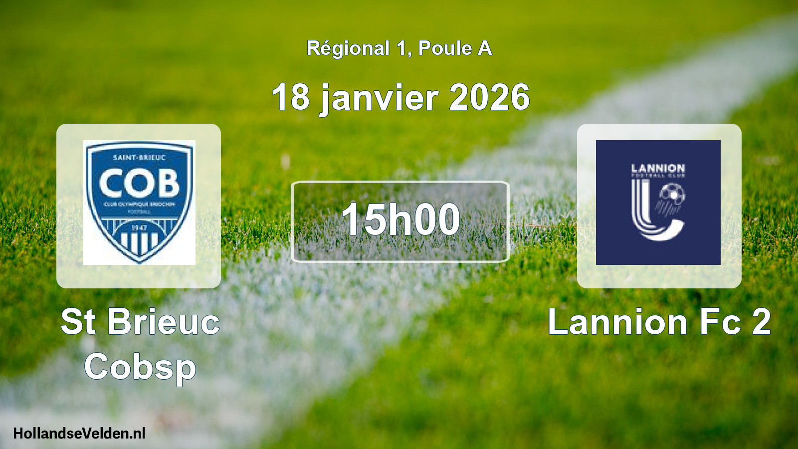 Geplande wedstrijd: St Brieuc Cobsp - Lannion Fc 2 (18 janvier 2026)