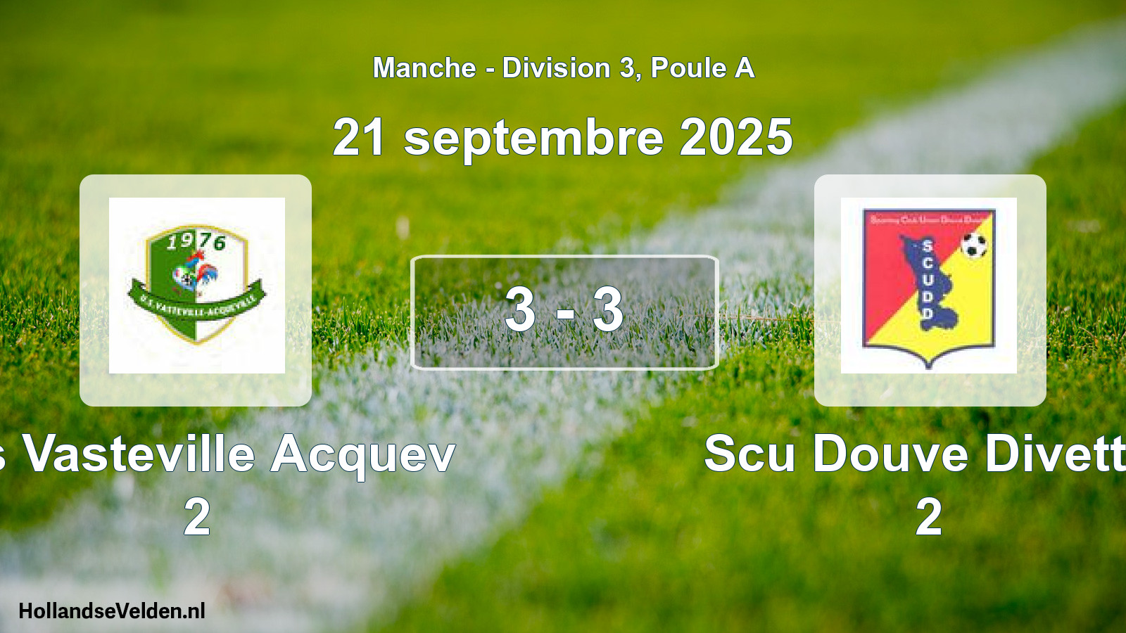 Gespeelde wedstrijd: Us Vasteville Acquev 2 - Scu Douve Divette 2 3 - 3 (21 septembre 2025)