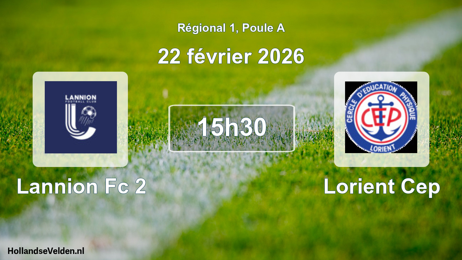 Geplande wedstrijd: Lannion Fc 2 - Lorient Cep (22 février 2026)