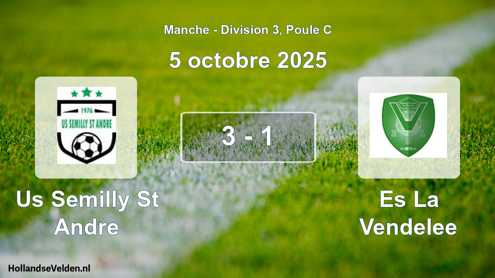 Total number of matches played: Us Semilly St Andre - Es La Vendelee 3 - 1 (5 October 2025)