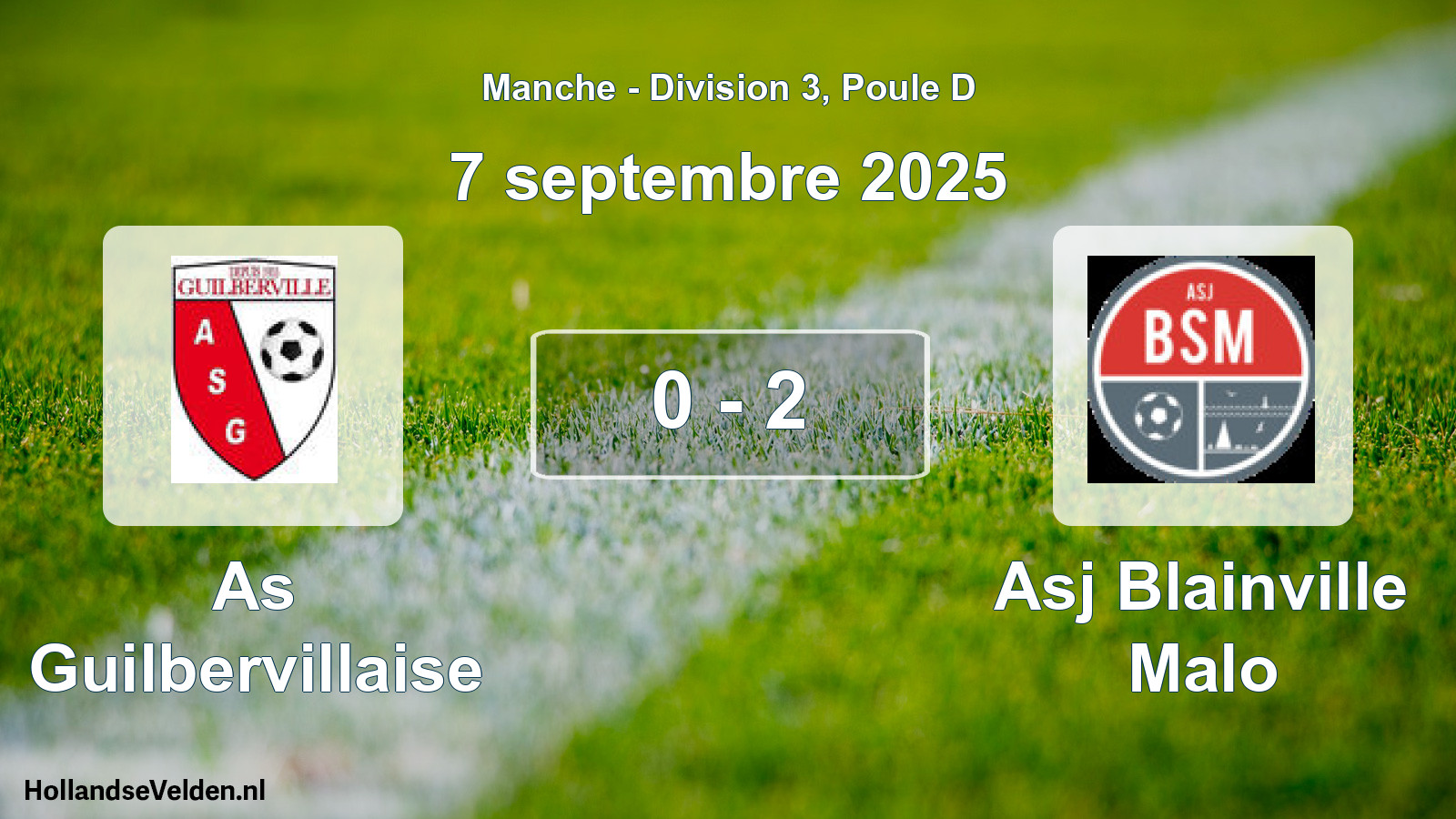 Gespeelde wedstrijd: As Guilbervillaise - Asj Blainville Malo 0 - 2 (7 septembre 2025)