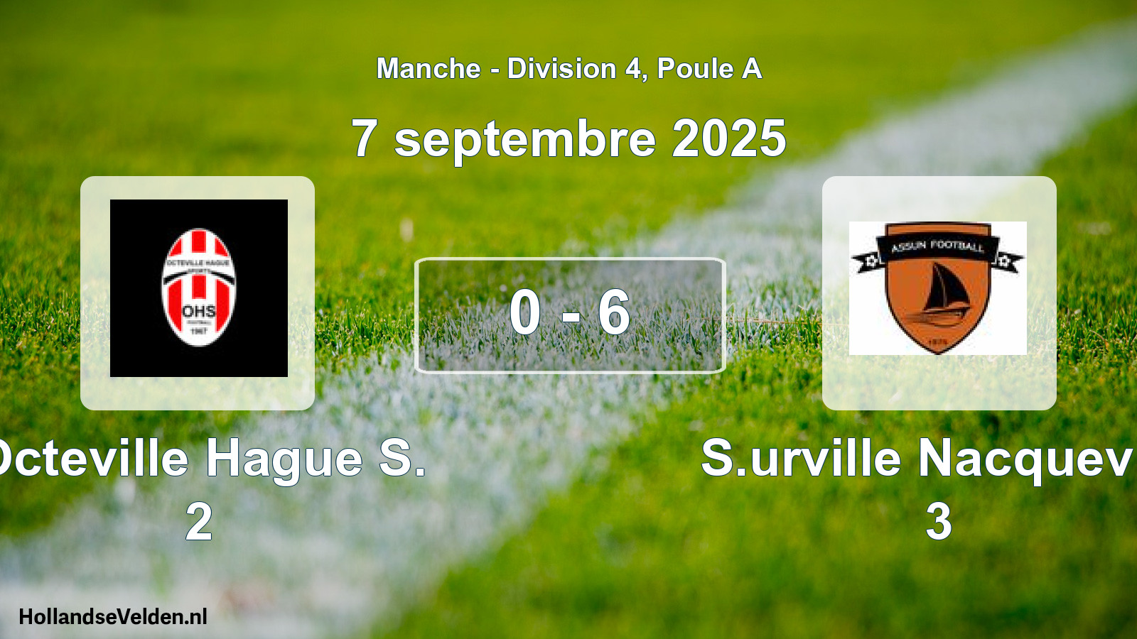 Gespeelde wedstrijd: Octeville Hague S. 2 - S.urville Nacquevill 3 0 - 6 (7 septembre 2025)