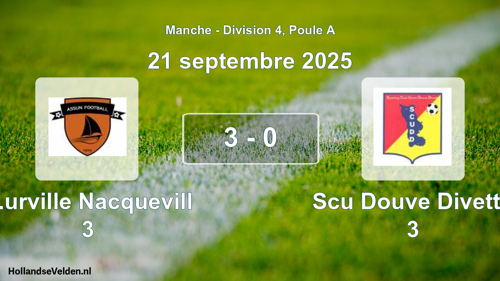 Total number of matches played: S.urville Nacquevill 3 - Scu Douve Divette 3 3 - 0 (21 September 2025)