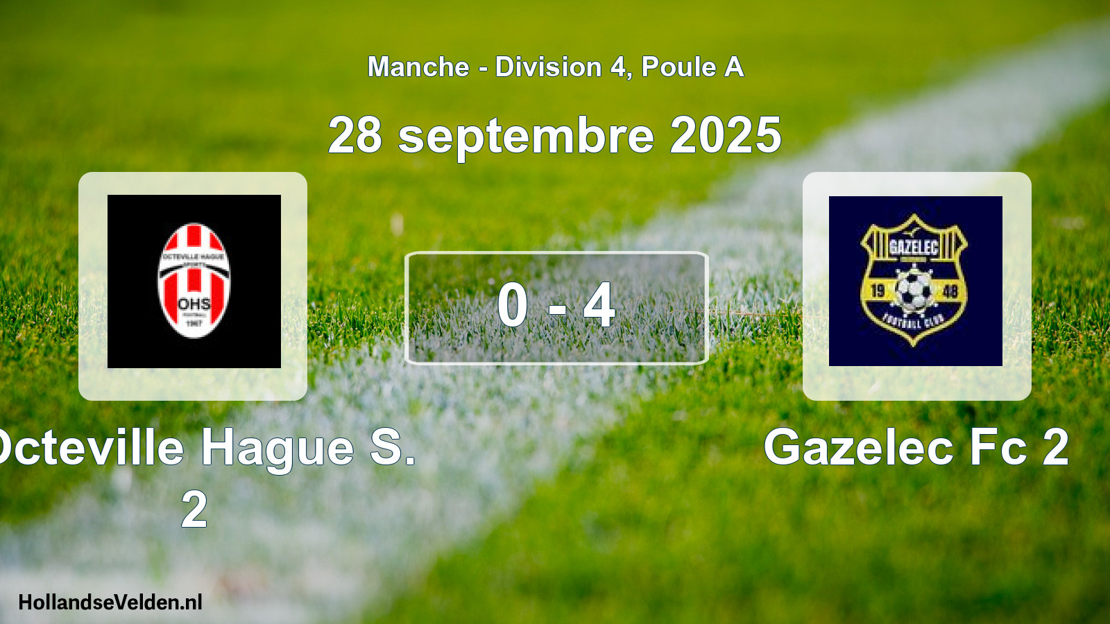 Total number of matches played: Octeville Hague S. 2 - Gazelec Fc 2 0 - 4 (28 September 2025)