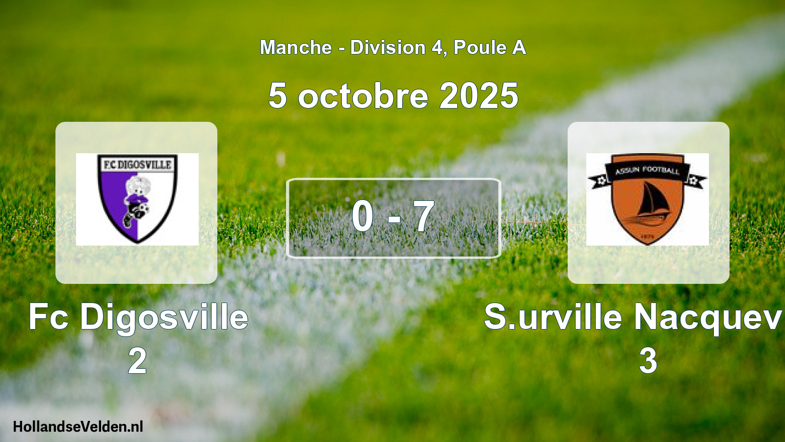Gespeelde wedstrijd: Fc Digosville 2 - S.urville Nacquevill 3 0 - 7 (5 oktober 2025)