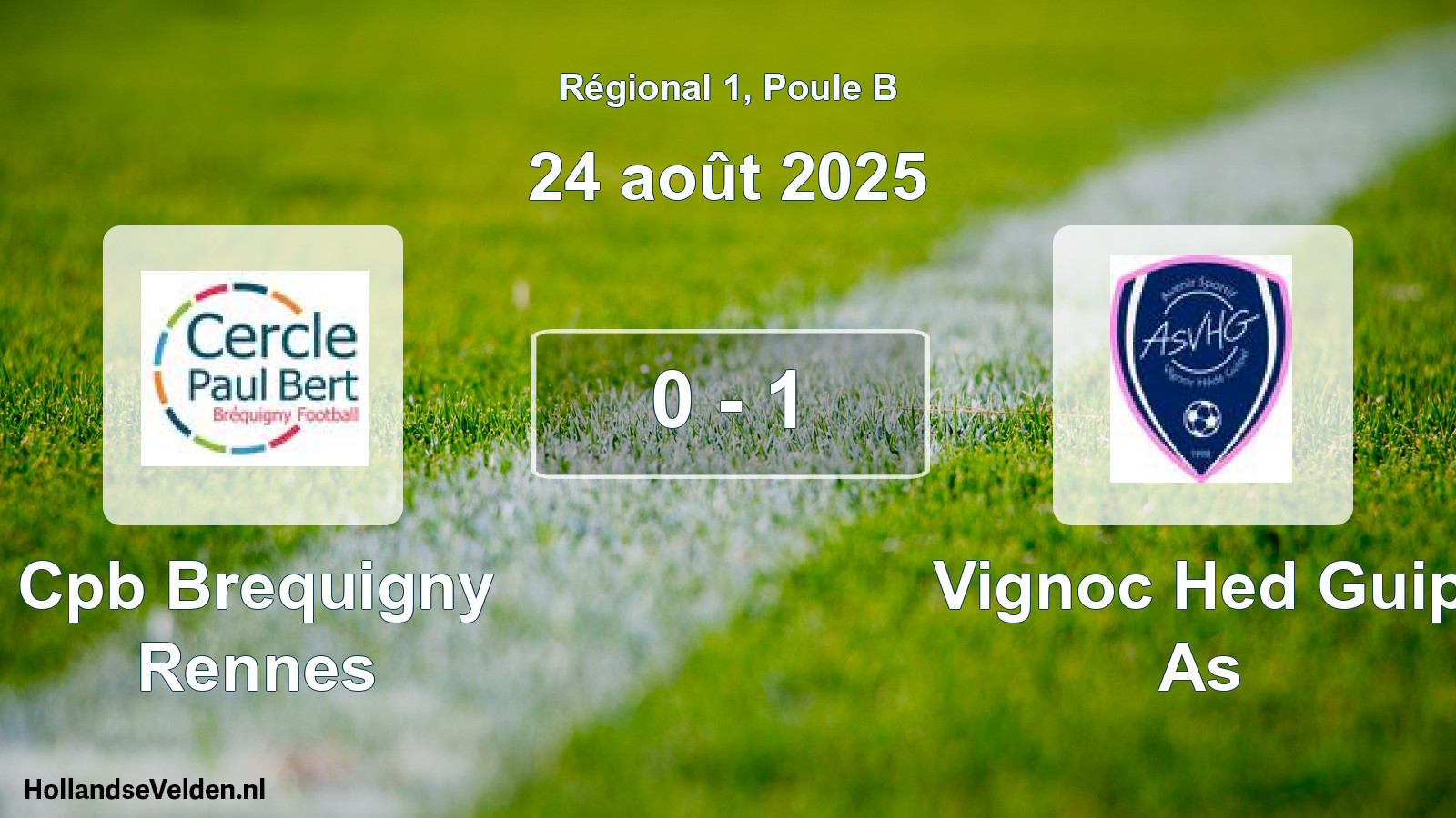 Gespeelde wedstrijd: Cpb Brequigny Rennes - Vignoc Hed Guip As 0 - 1 (24 août 2025)