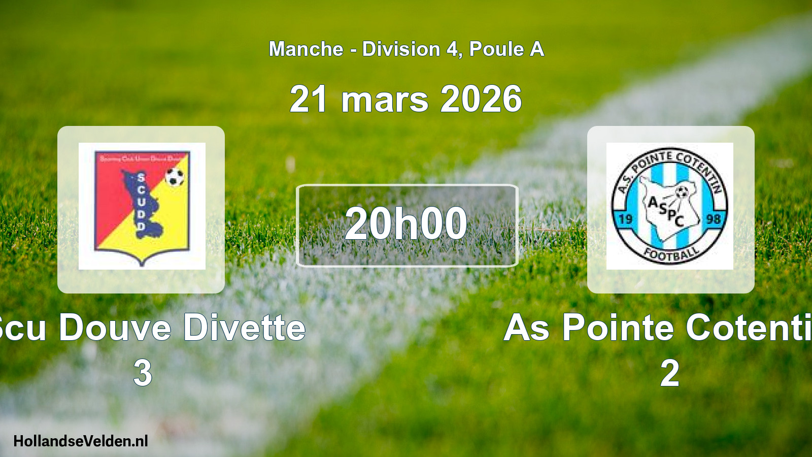 Geplande wedstrijd: Scu Douve Divette 3 - As Pointe Cotentin 2 (21 mars 2026)