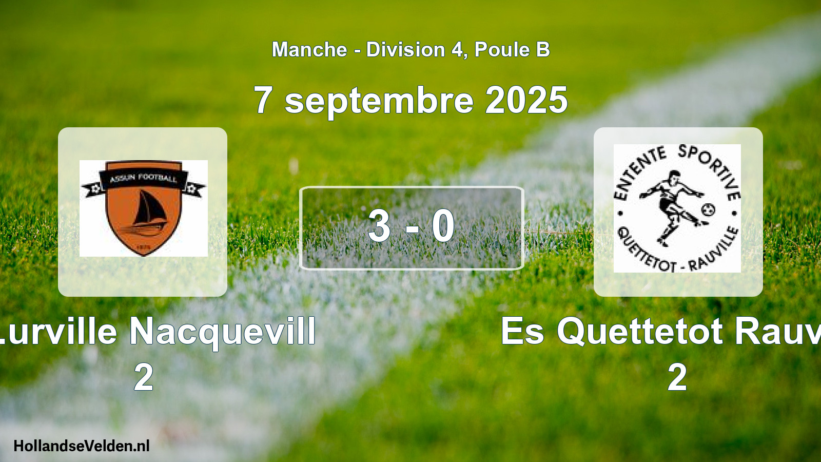 Total number of matches played: S.urville Nacquevill 2 - Es Quettetot Rauvill 2 3 - 0 (7 September 2025)