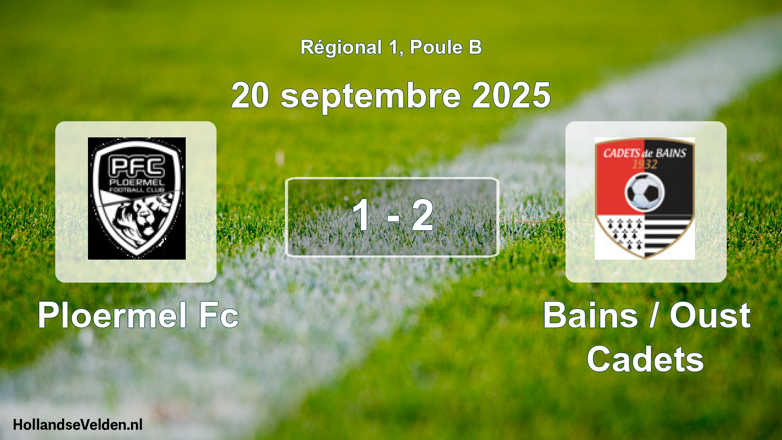 Gespeelde wedstrijd: Ploermel Fc - Bains / Oust Cadets 1 - 2 (20 september 2025)
