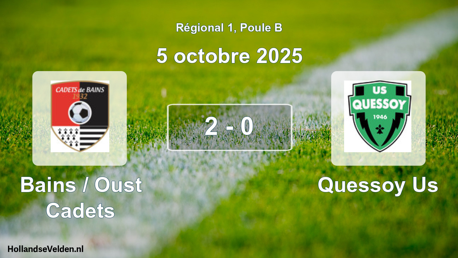 Gespeelde wedstrijd: Bains / Oust Cadets - Quessoy Us 2 - 0 (5 octobre 2025)