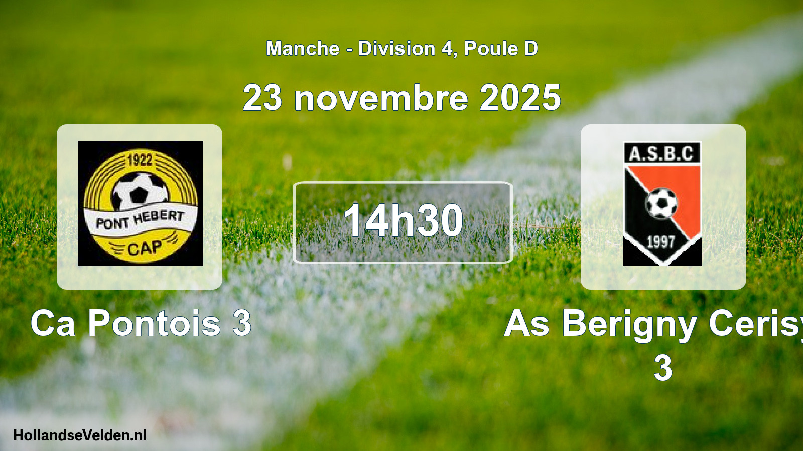 Geplande wedstrijd: Ca Pontois 3 - As Berigny Cerisy 3 (23 november 2025)