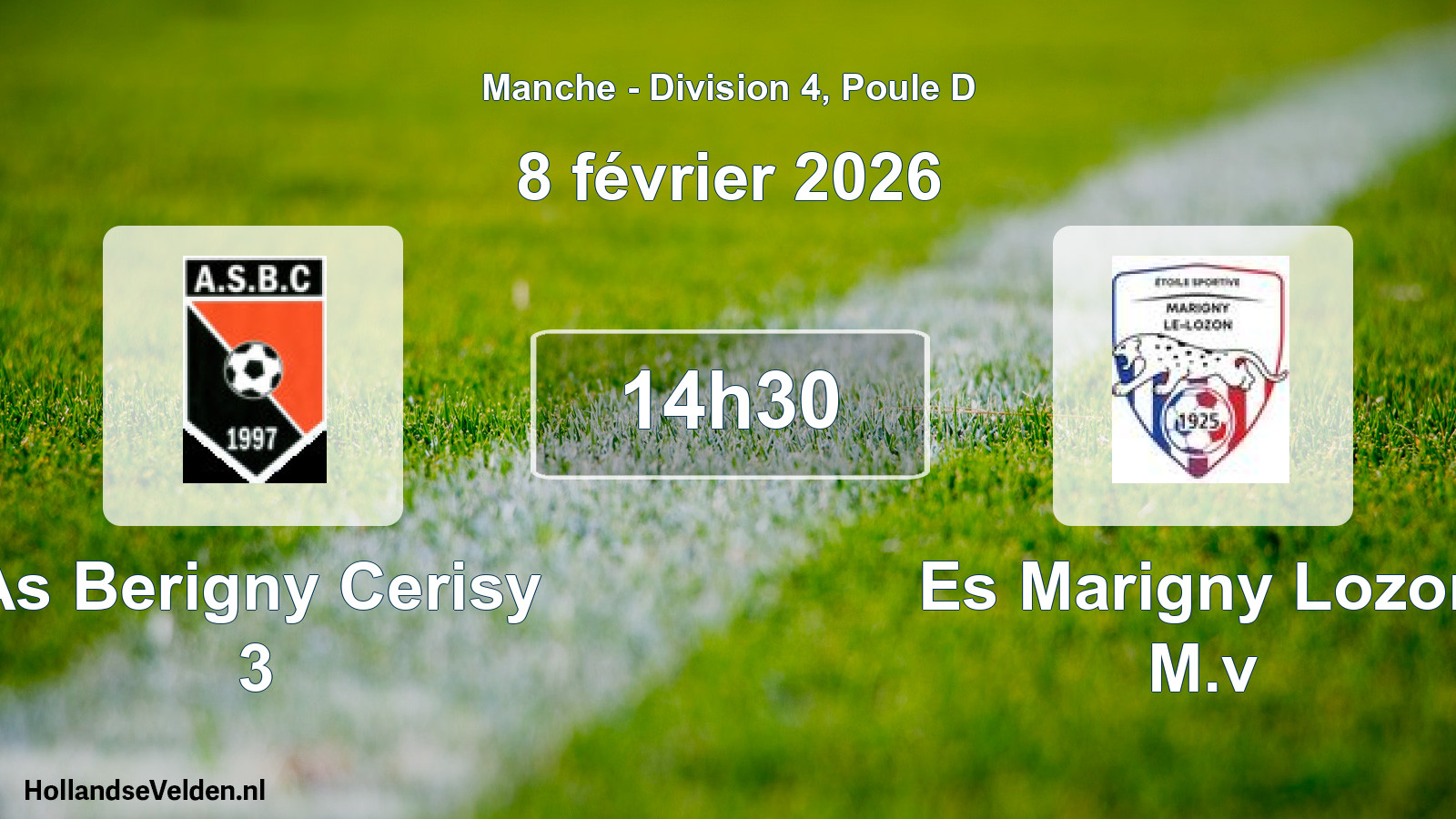 Geplande wedstrijd: As Berigny Cerisy 3 - Es Marigny Lozon M.v (8 février 2026)