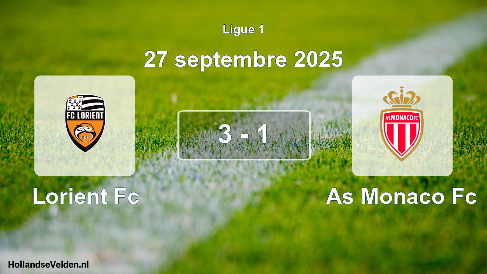 Gespeelde wedstrijd: Lorient Fc - As Monaco Fc 3 - 1 (27 septembre 2025)