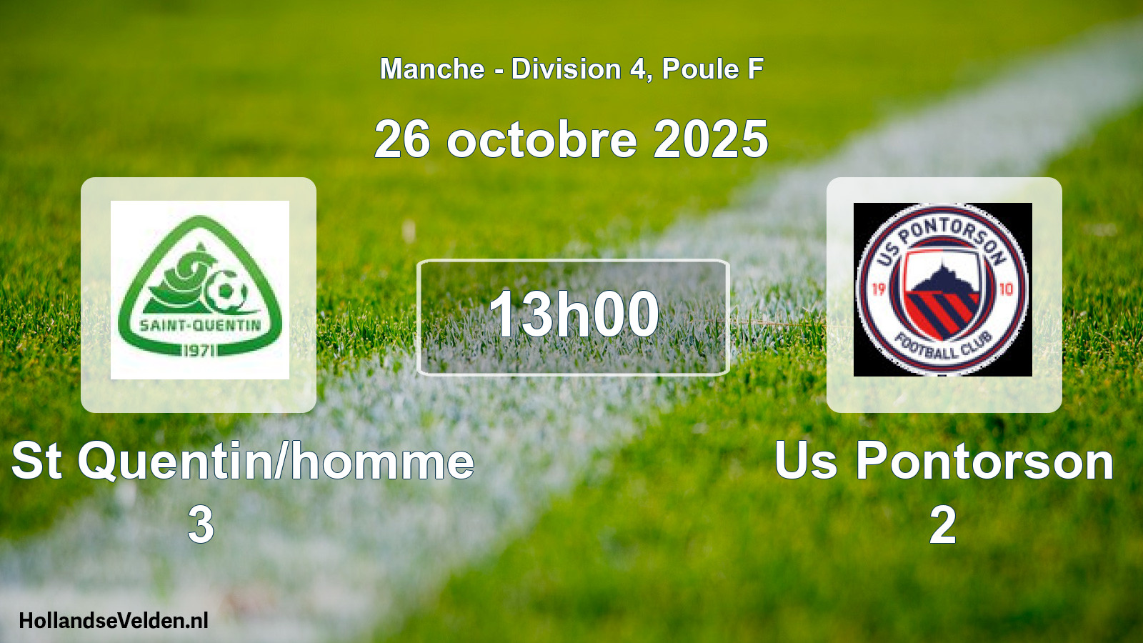 Geplande wedstrijd: Us St Quentin/homme 3 - Us Pontorson 2 (26 octobre 2025)
