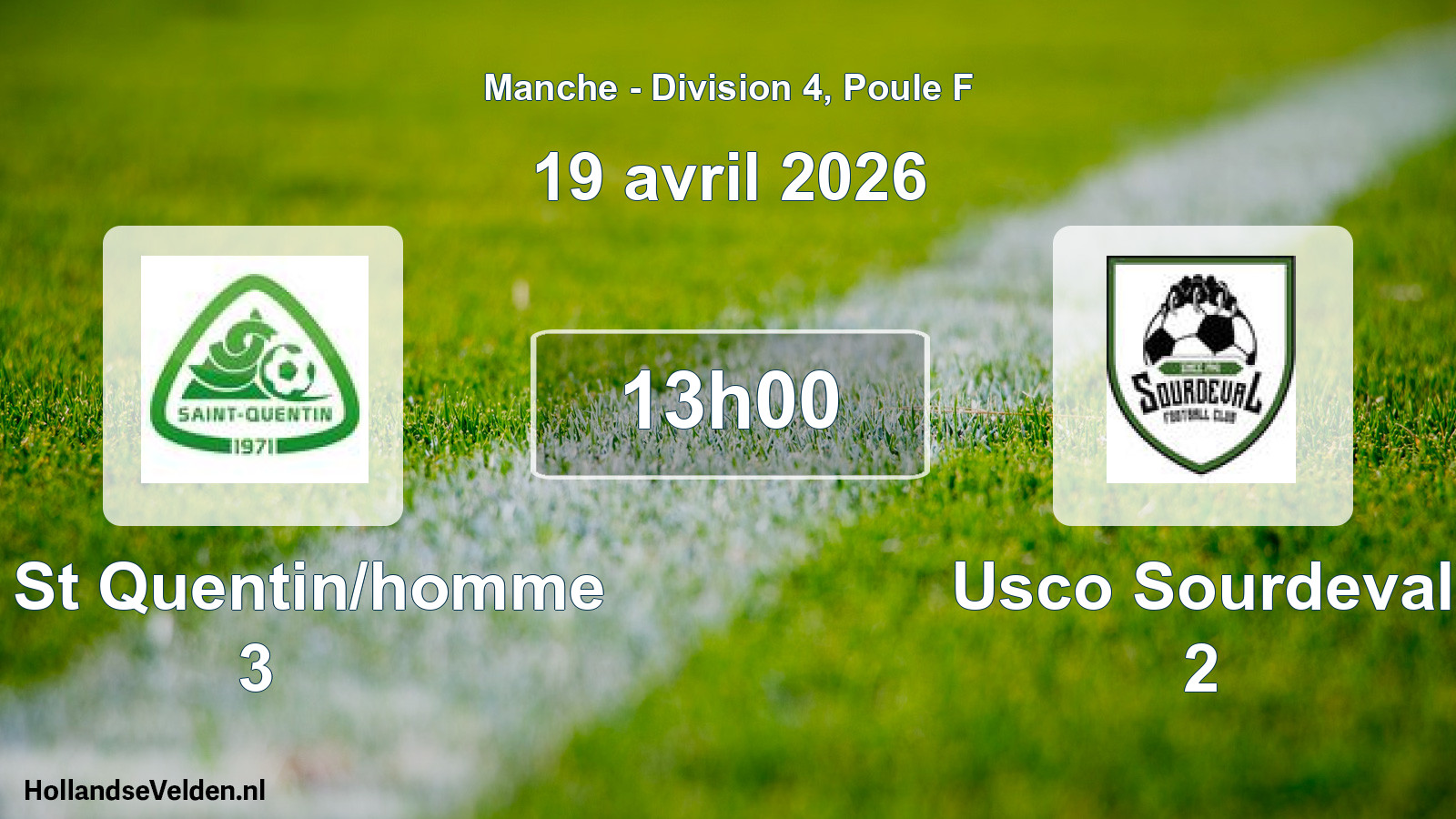 Geplande wedstrijd: Us St Quentin/homme 3 - Usco Sourdeval 2 (19 april 2026)