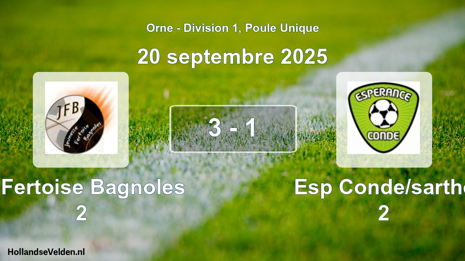 Total number of matches played: J. Fertoise Bagnoles 2 - Esp Conde/sarthe 2 3 - 1 (20 September 2025)