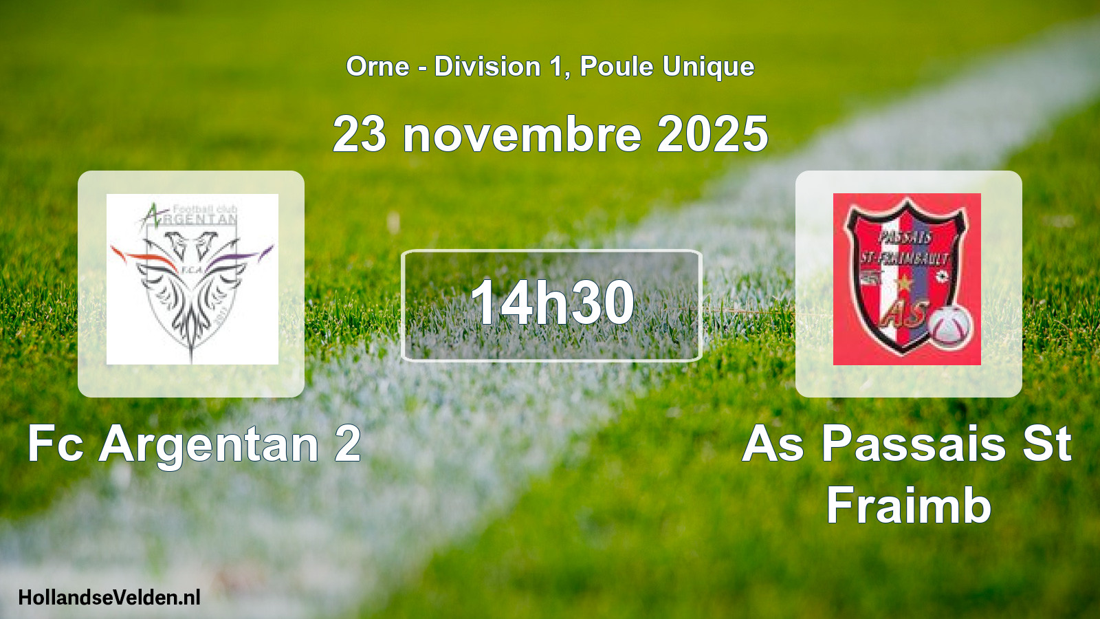 Geplande wedstrijd: Fc Argentan 2 - As Passais St Fraimb (23 november 2025)