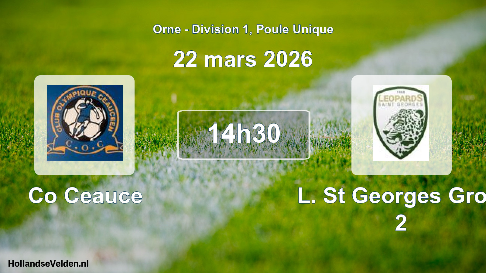 Geplande wedstrijd: Co Ceauce - L. St Georges Gros. 2 (22 maart 2026)