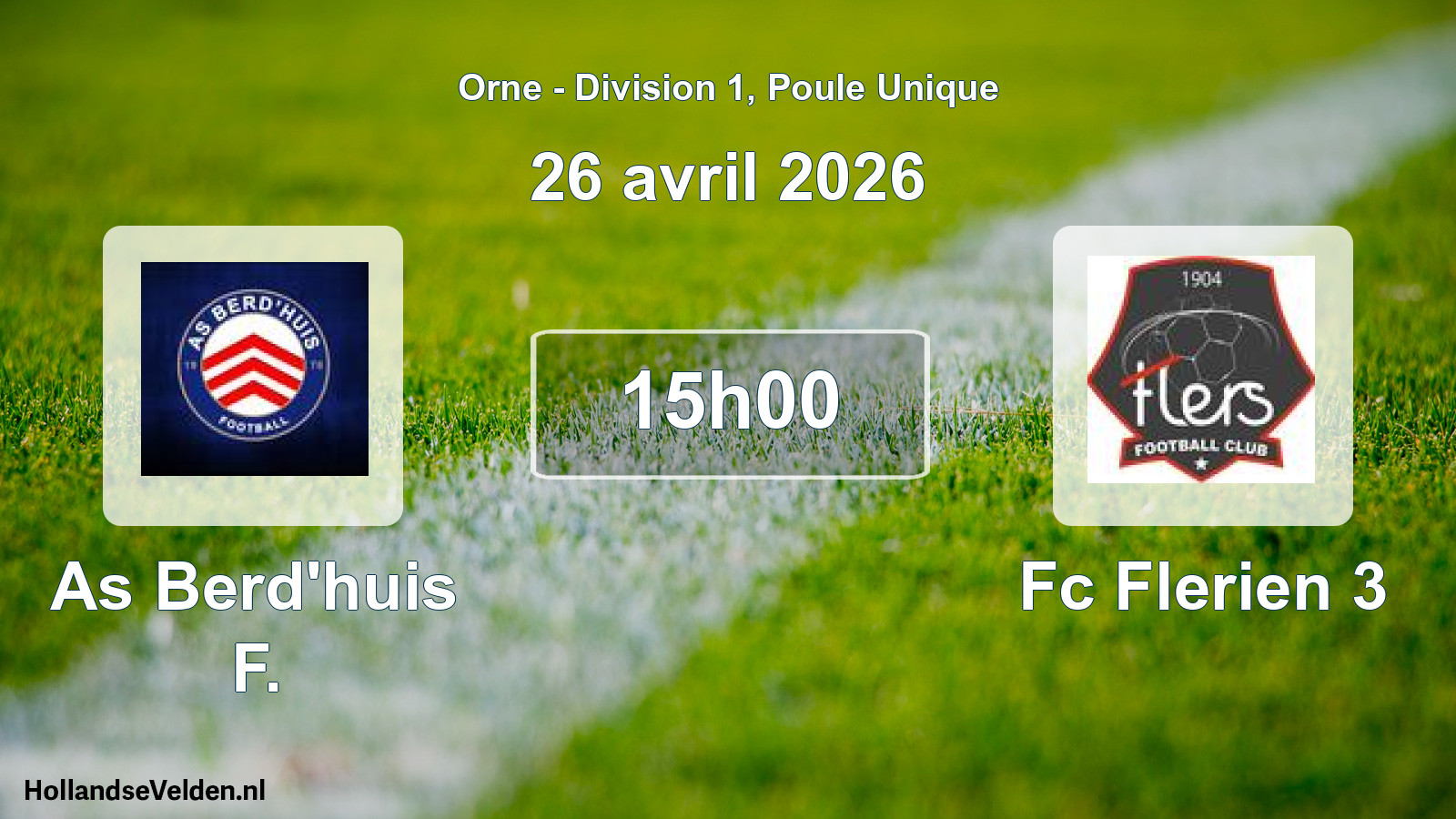 Scheduled Match: As Berd'huis F. - Fc Flerien 3 (26 April 2026)
