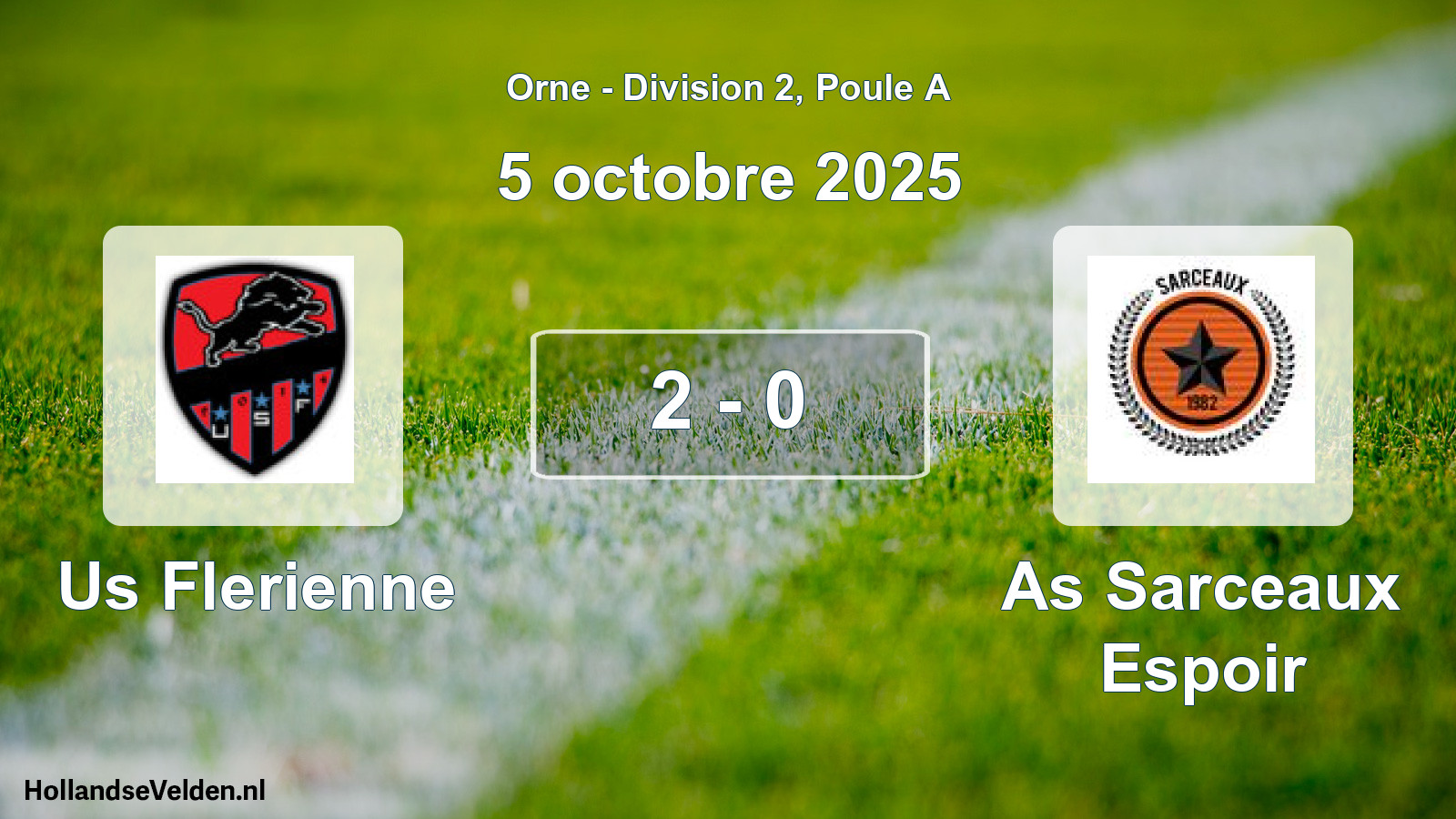 Total number of matches played: Us Flerienne - As Sarceaux Espoir 2 - 0 (5 October 2025)