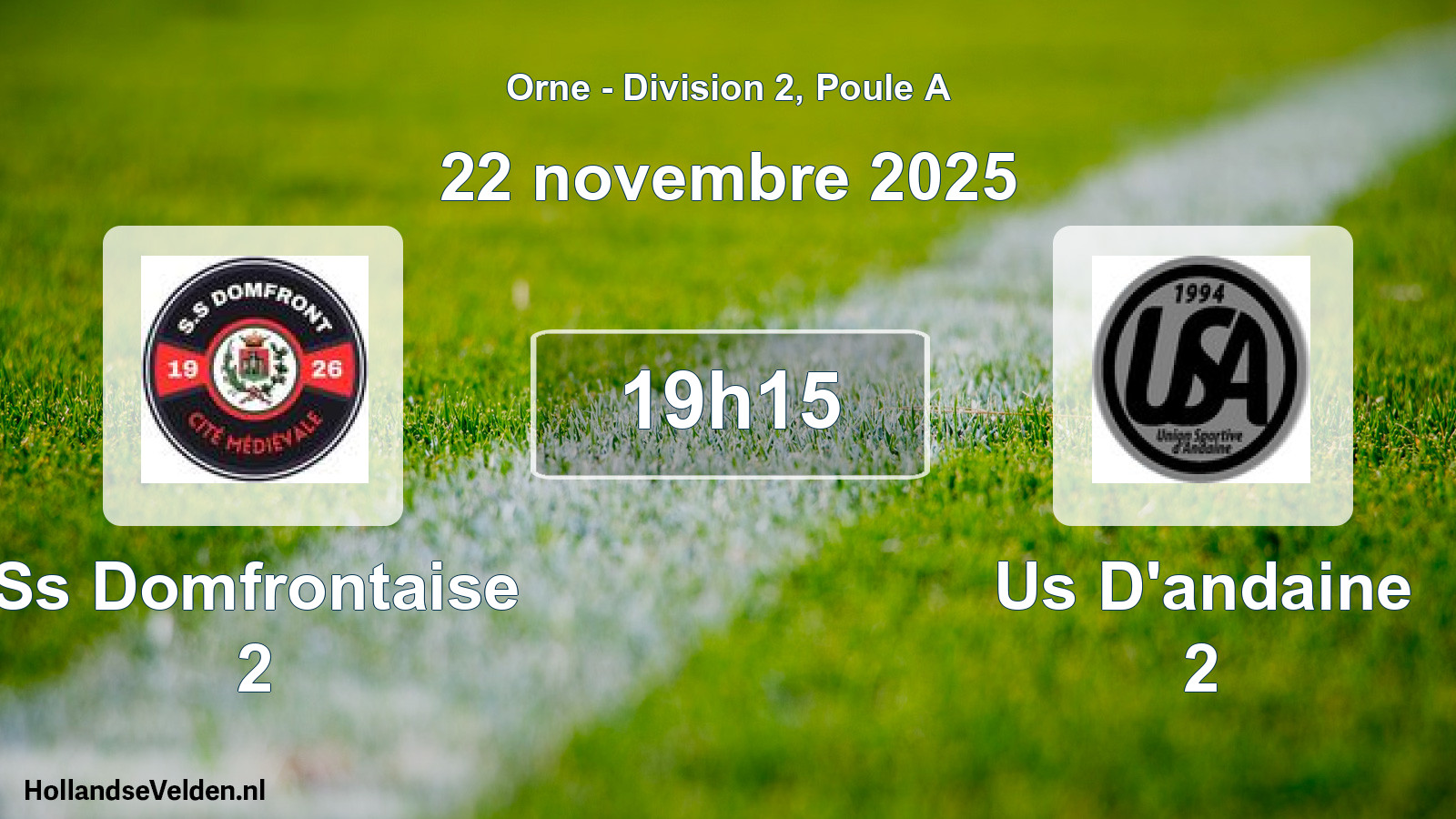 Geplande wedstrijd: Ss Domfrontaise 2 - Us D'andaine 2 (22 november 2025)