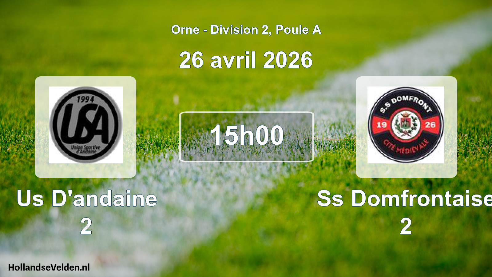 Scheduled Match: Us D'andaine 2 - Ss Domfrontaise 2 (26 April 2026)