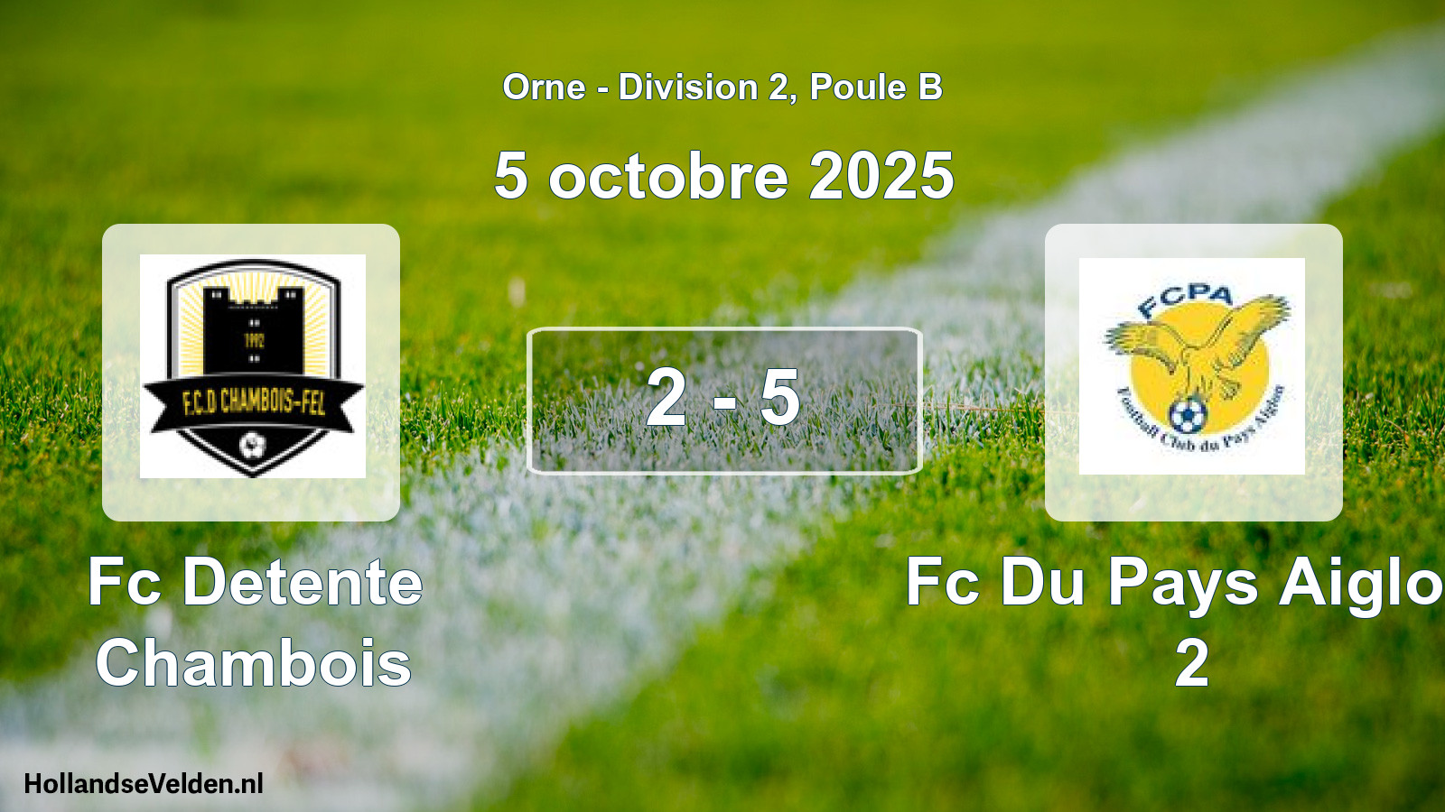 Gespeelde wedstrijd: Fc Detente Chambois - Fc Du Pays Aiglon 2 2 - 5 (5 octobre 2025)