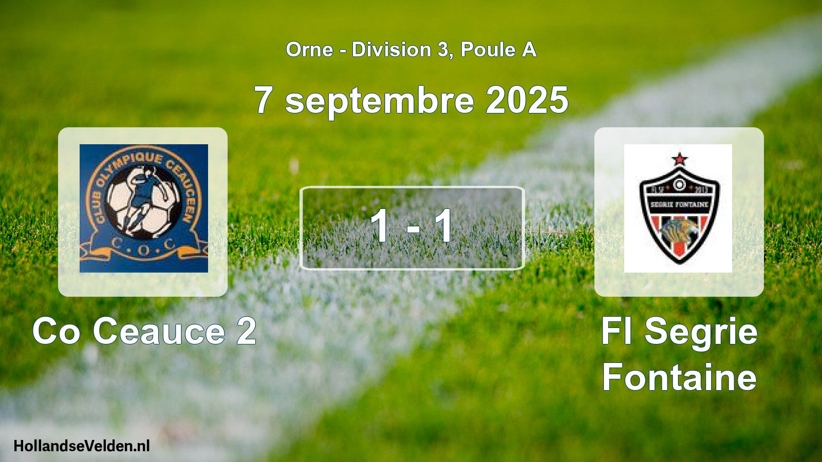 Gespeelde wedstrijd: Co Ceauce 2 - Fl Segrie Fontaine 1 - 1 (7 september 2025)