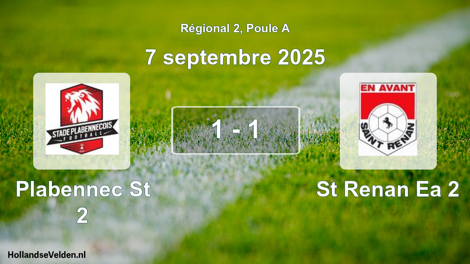 Gespeelde wedstrijd: Plabennec St 2 - St Renan Ea 2 1 - 1 (7 septembre 2025)
