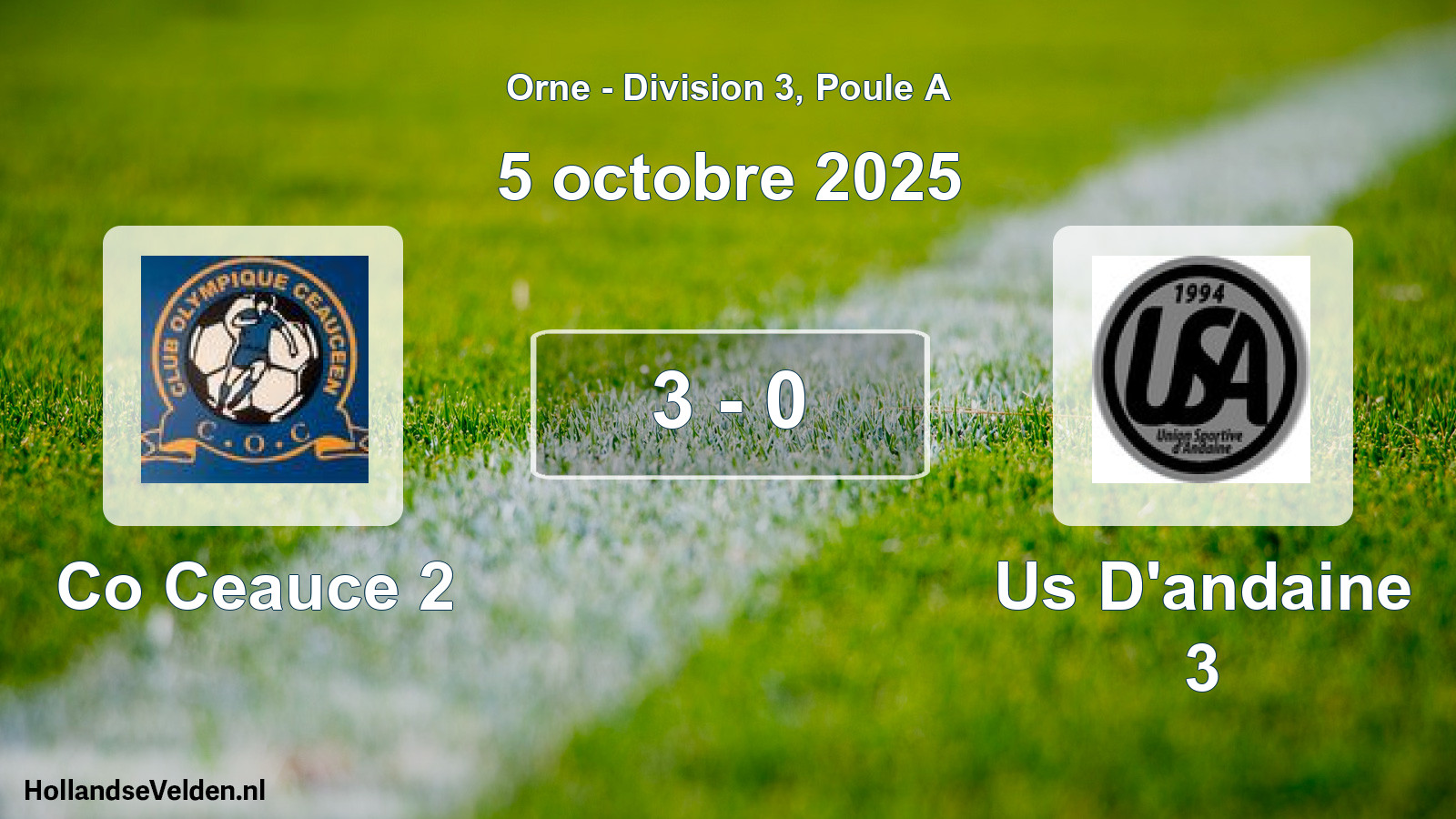 Gespeelde wedstrijd: Co Ceauce 2 - Us D'andaine 3 3 - 0 (5 oktober 2025)