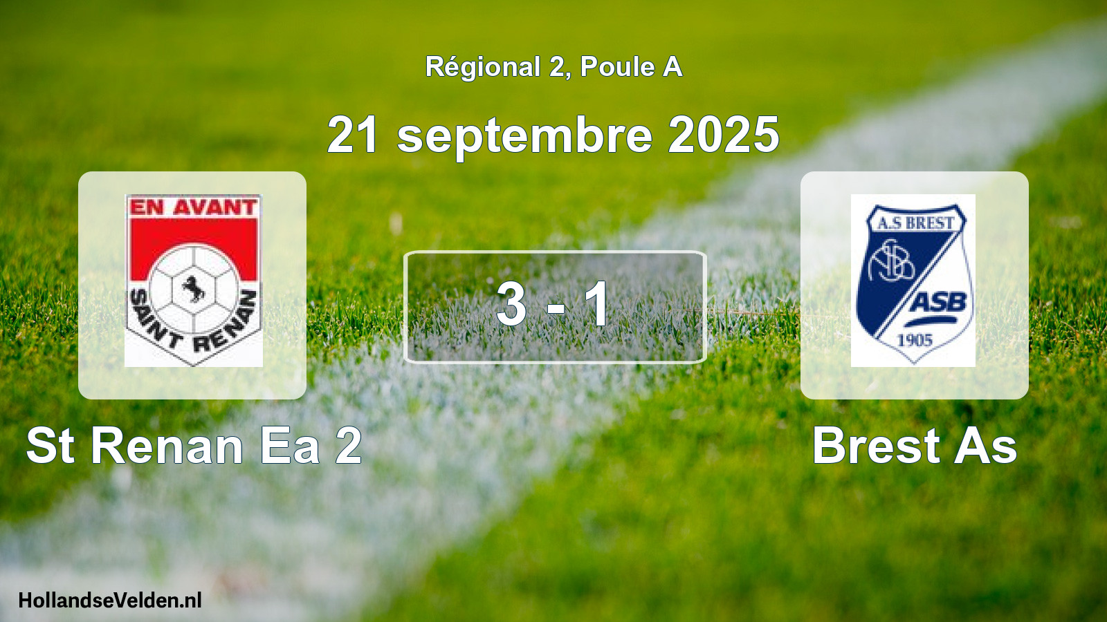 Gespeelde wedstrijd: St Renan Ea 2 - Brest As 3 - 1 (21 septembre 2025)