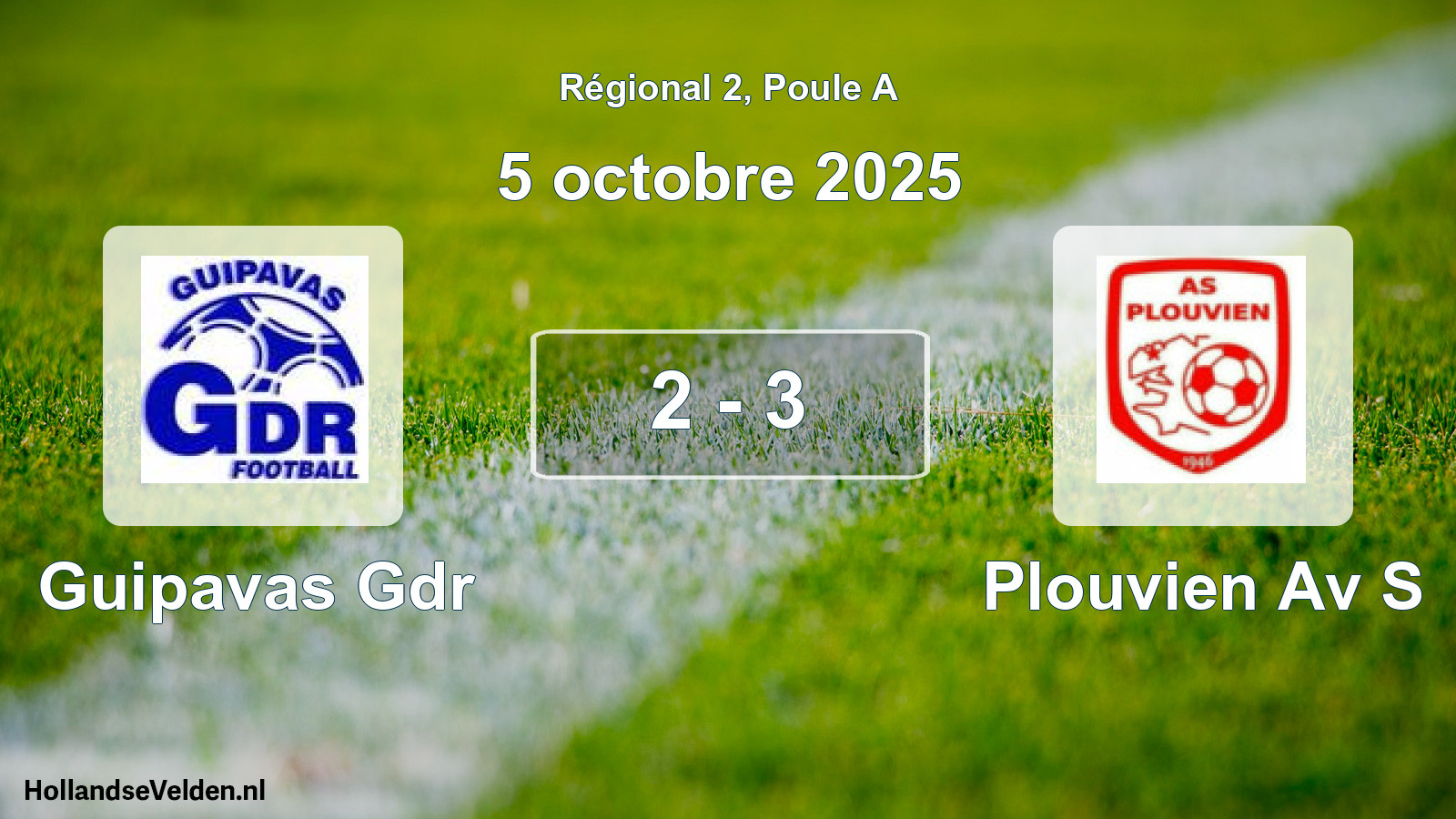 Gespeelde wedstrijd: Guipavas Gdr - Plouvien Av S 2 - 3 (5 octobre 2025)