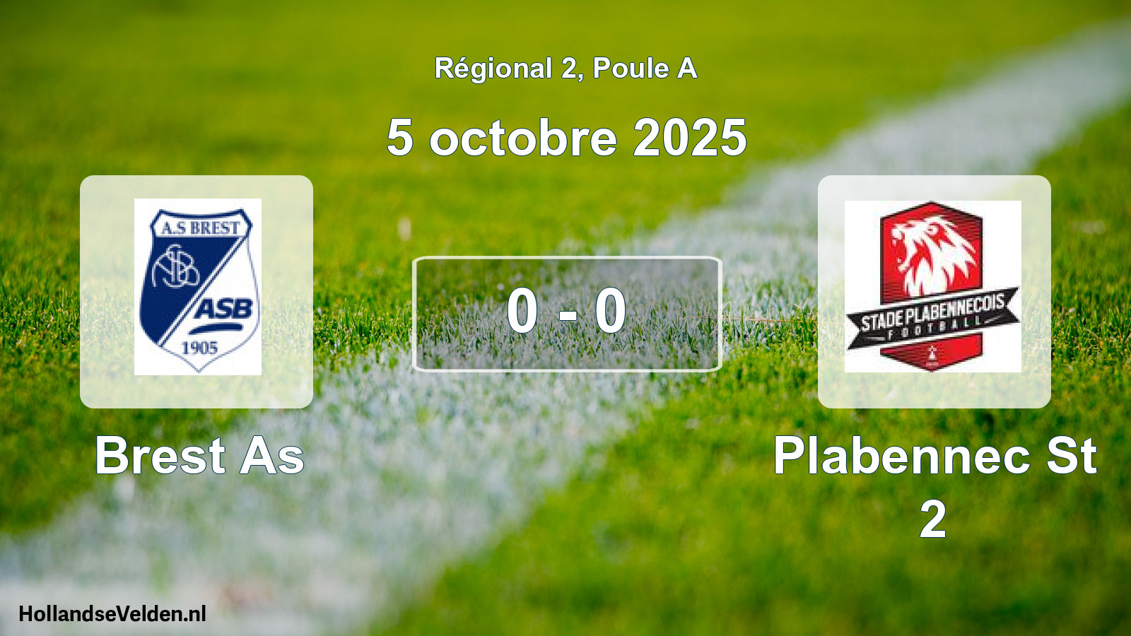 Gespeelde wedstrijd: Brest As - Plabennec St 2 0 - 0 (5 octobre 2025)