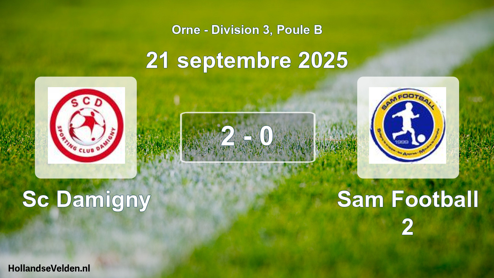 Gespeelde wedstrijd: Sc Damigny - Sam Football 2 2 - 0 (21 septembre 2025)