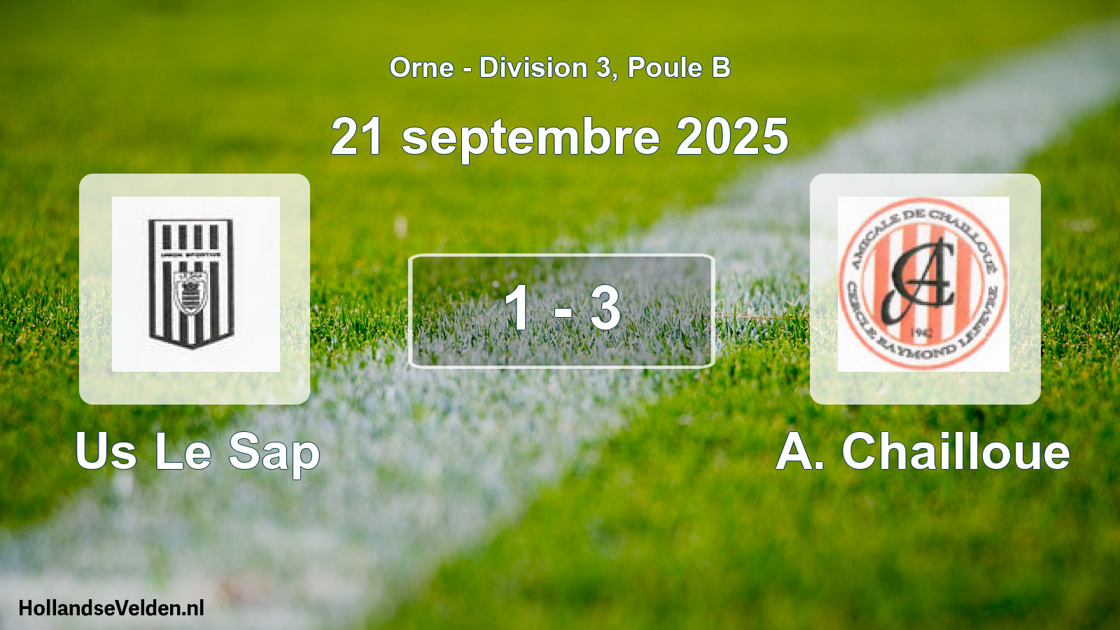 Gespeelde wedstrijd: Us Le Sap - A. Chailloue 1 - 3 (21 septembre 2025)