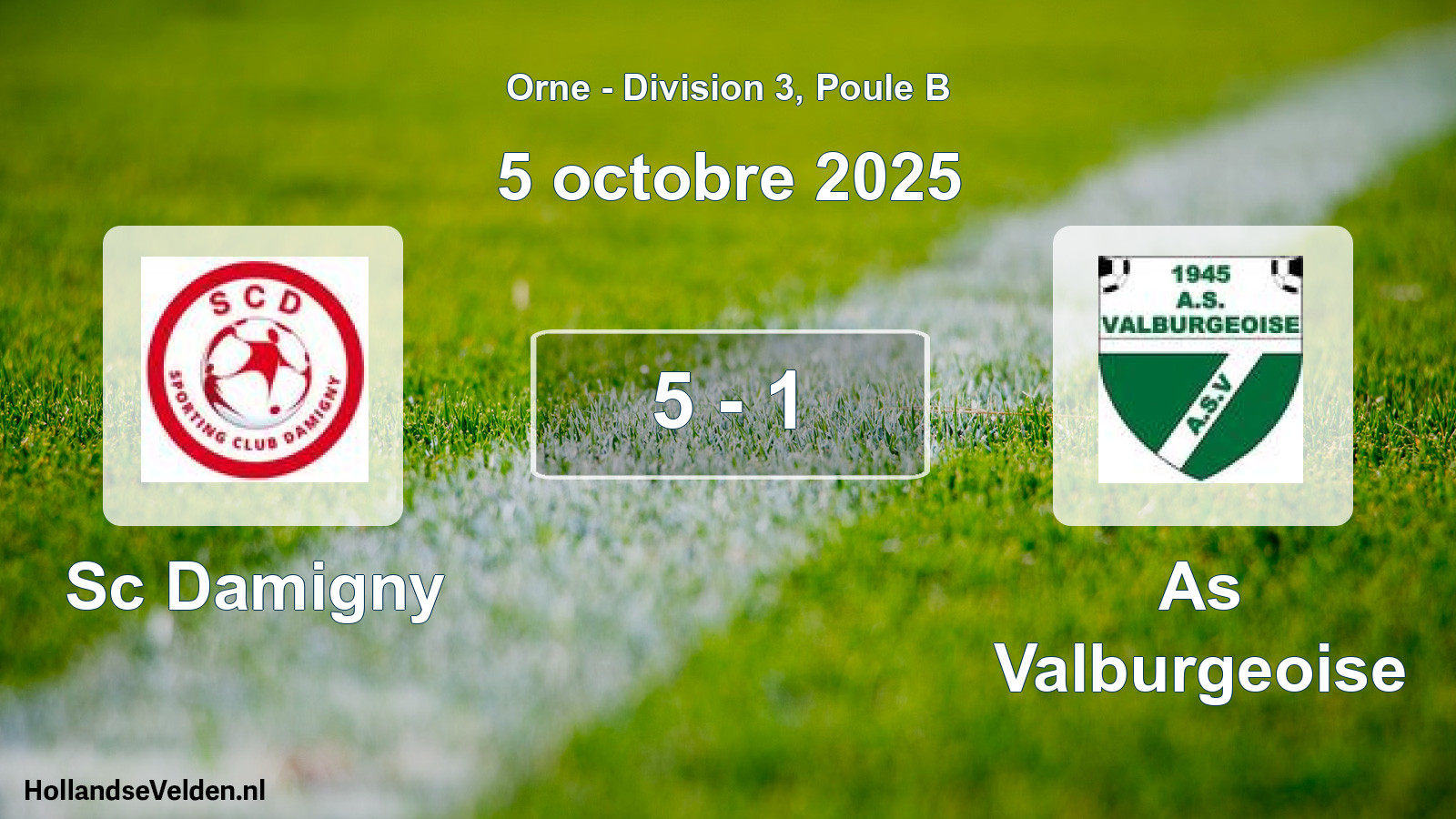 Gespeelde wedstrijd: Sc Damigny - As Valburgeoise 5 - 1 (5 octobre 2025)