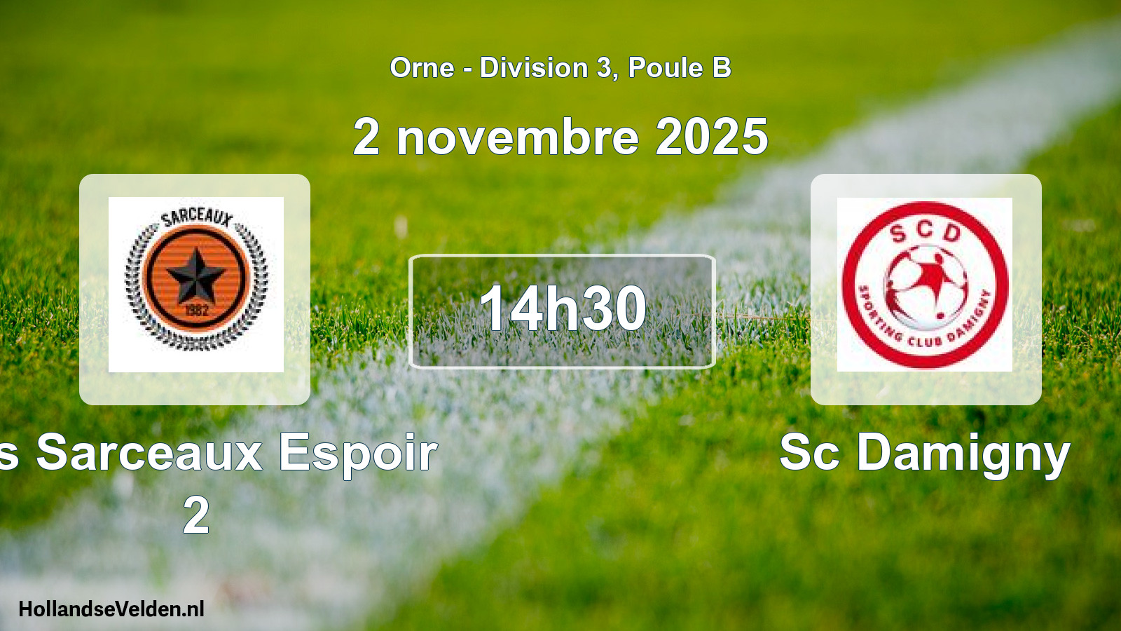 Geplande wedstrijd: As Sarceaux Espoir 2 - Sc Damigny (2 novembre 2025)
