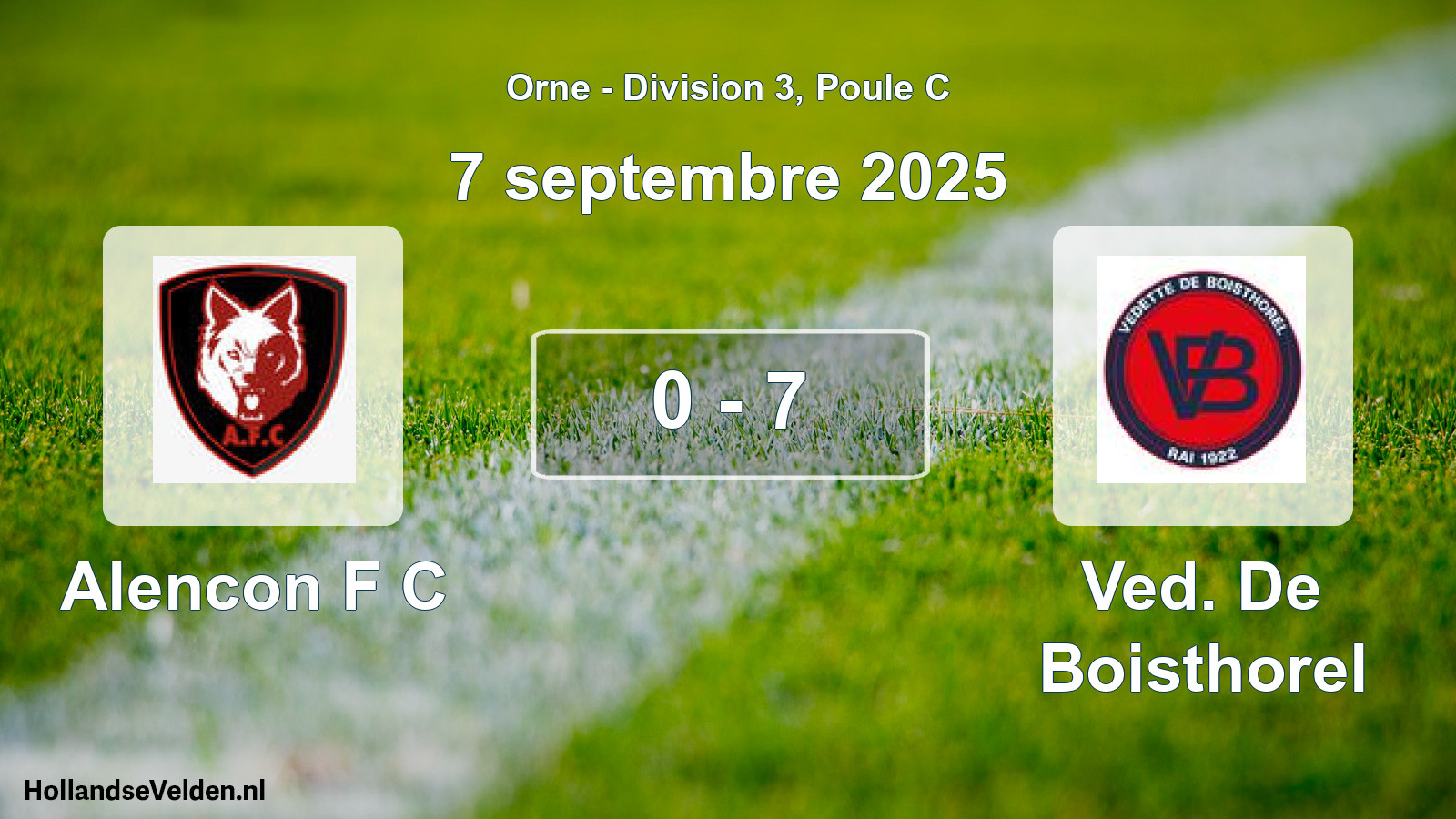 Gespeelde wedstrijd: Alencon F C - Ved. De Boisthorel 0 - 7 (7 septembre 2025)