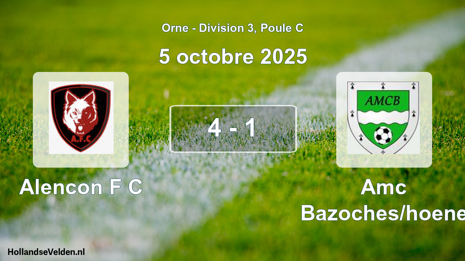 Gespeelde wedstrijd: Alencon F C - Amc Bazoches/hoene 4 - 1 (5 octobre 2025)