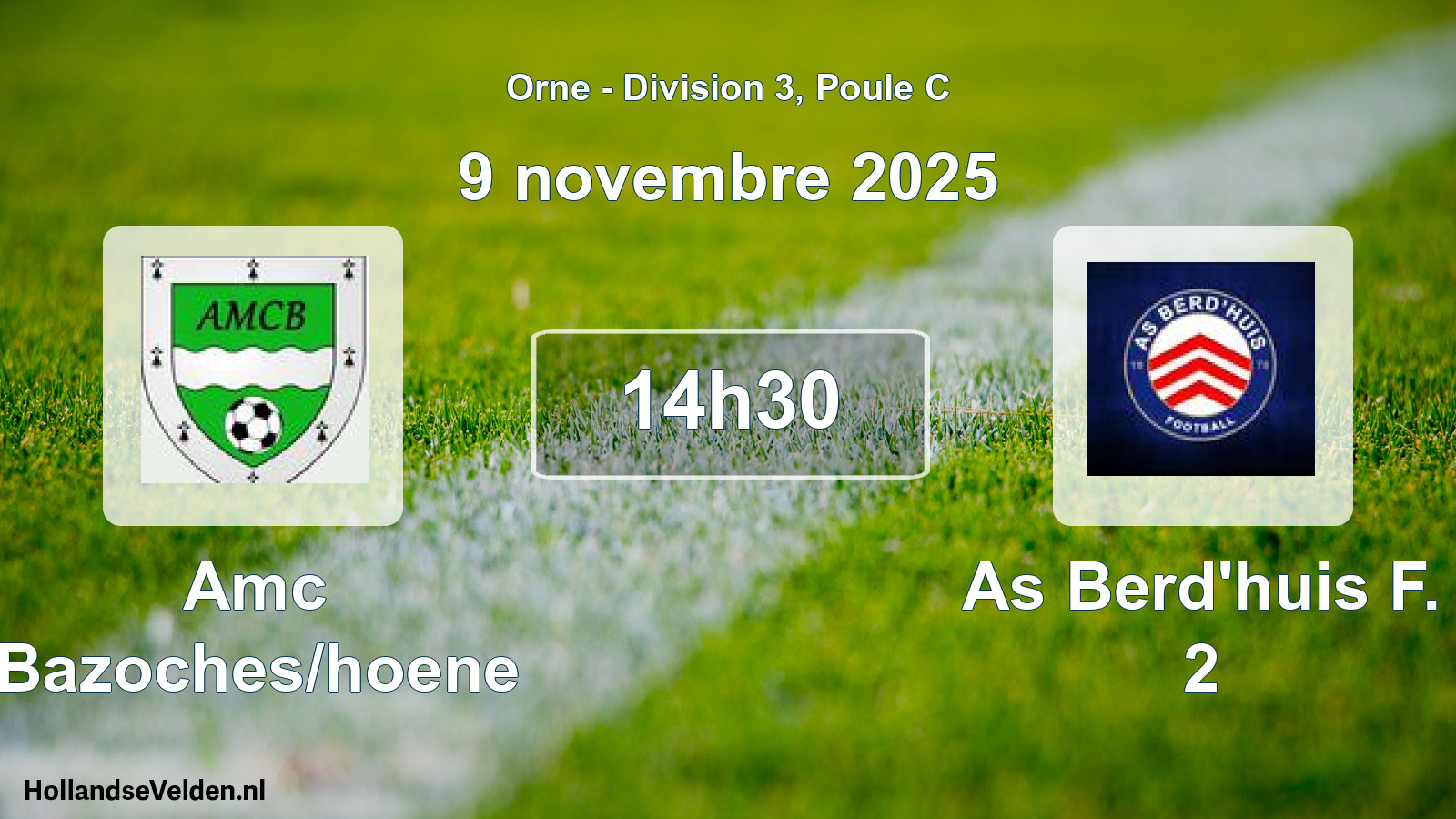 Geplande wedstrijd: Amc Bazoches/hoene - As Berd'huis F. 2 (9 november 2025)