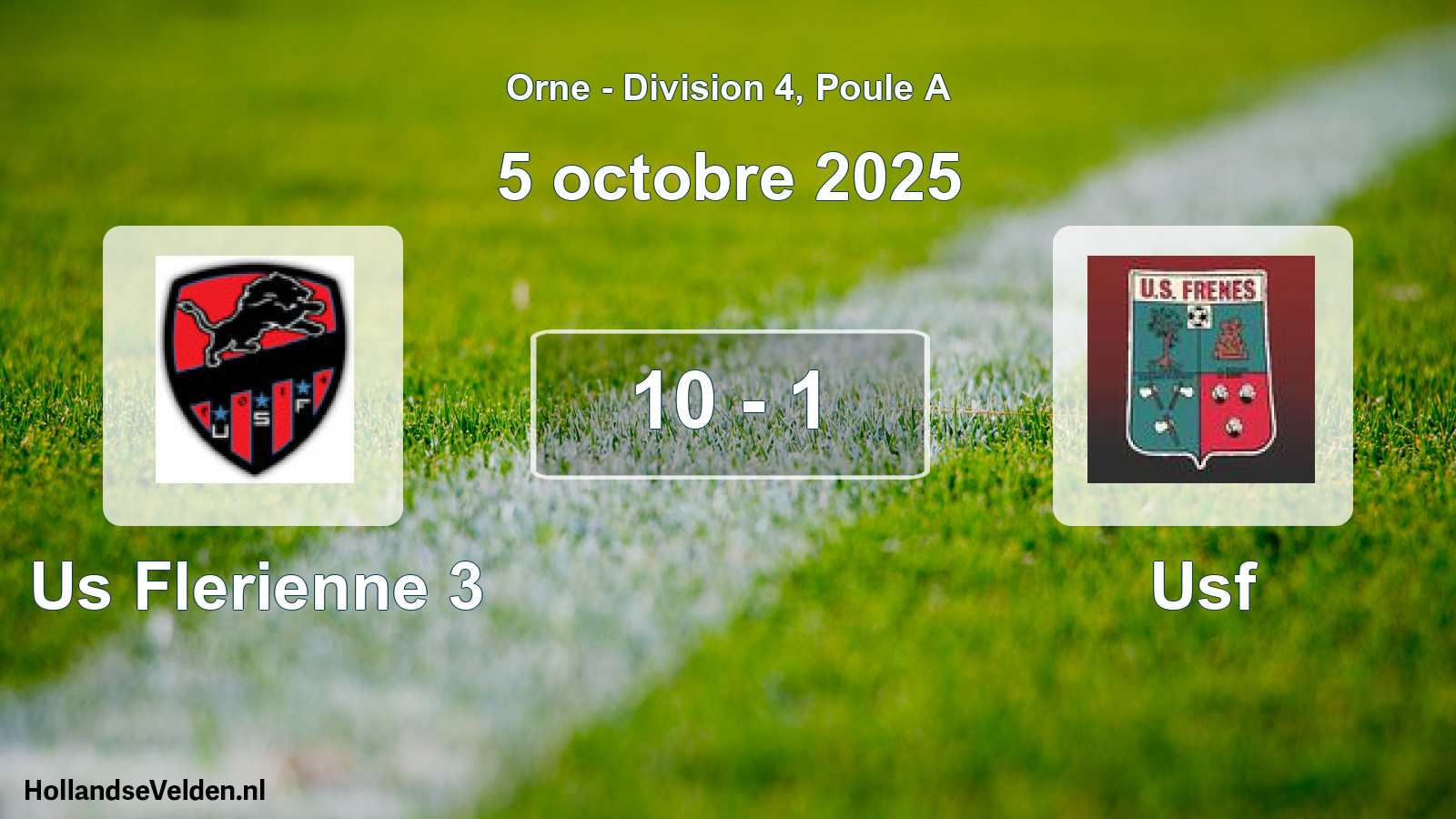 Gespeelde wedstrijd: Us Flerienne 3 - Usf 10 - 1 (5 oktober 2025)