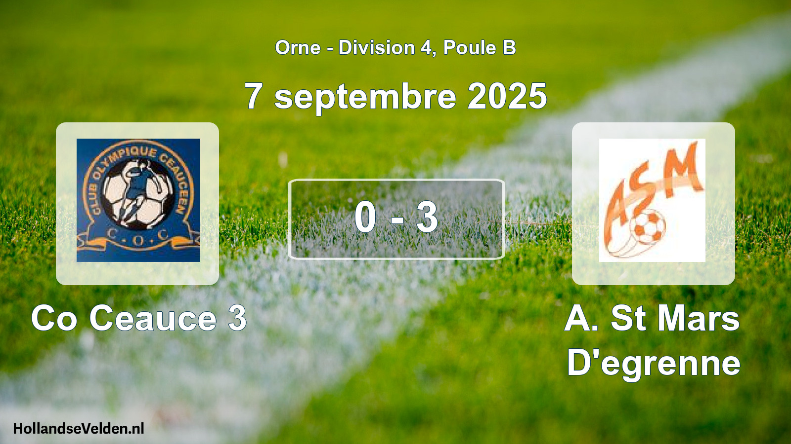 Gespeelde wedstrijd: Co Ceauce 3 - A. St Mars D'egrenne 0 - 3 (7 septembre 2025)