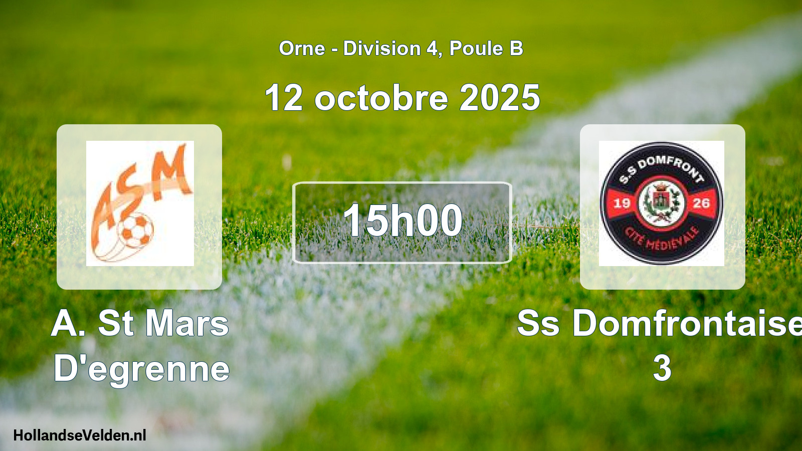 Geplande wedstrijd: A. St Mars D'egrenne - Ss Domfrontaise 3 (12 octobre 2025)