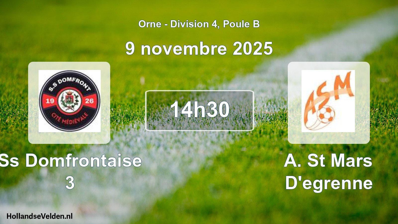 Geplande wedstrijd: Ss Domfrontaise 3 - A. St Mars D'egrenne (9 novembre 2025)