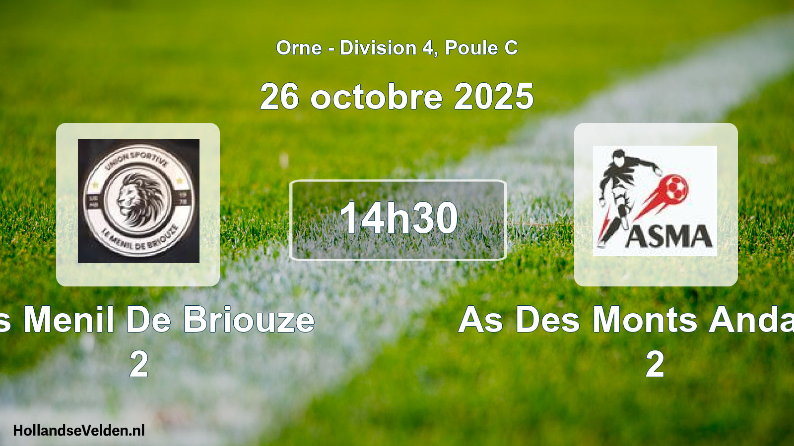 Geplande wedstrijd: Us Menil De Briouze 2 - As Des Monts Andaine 2 (26 octobre 2025)