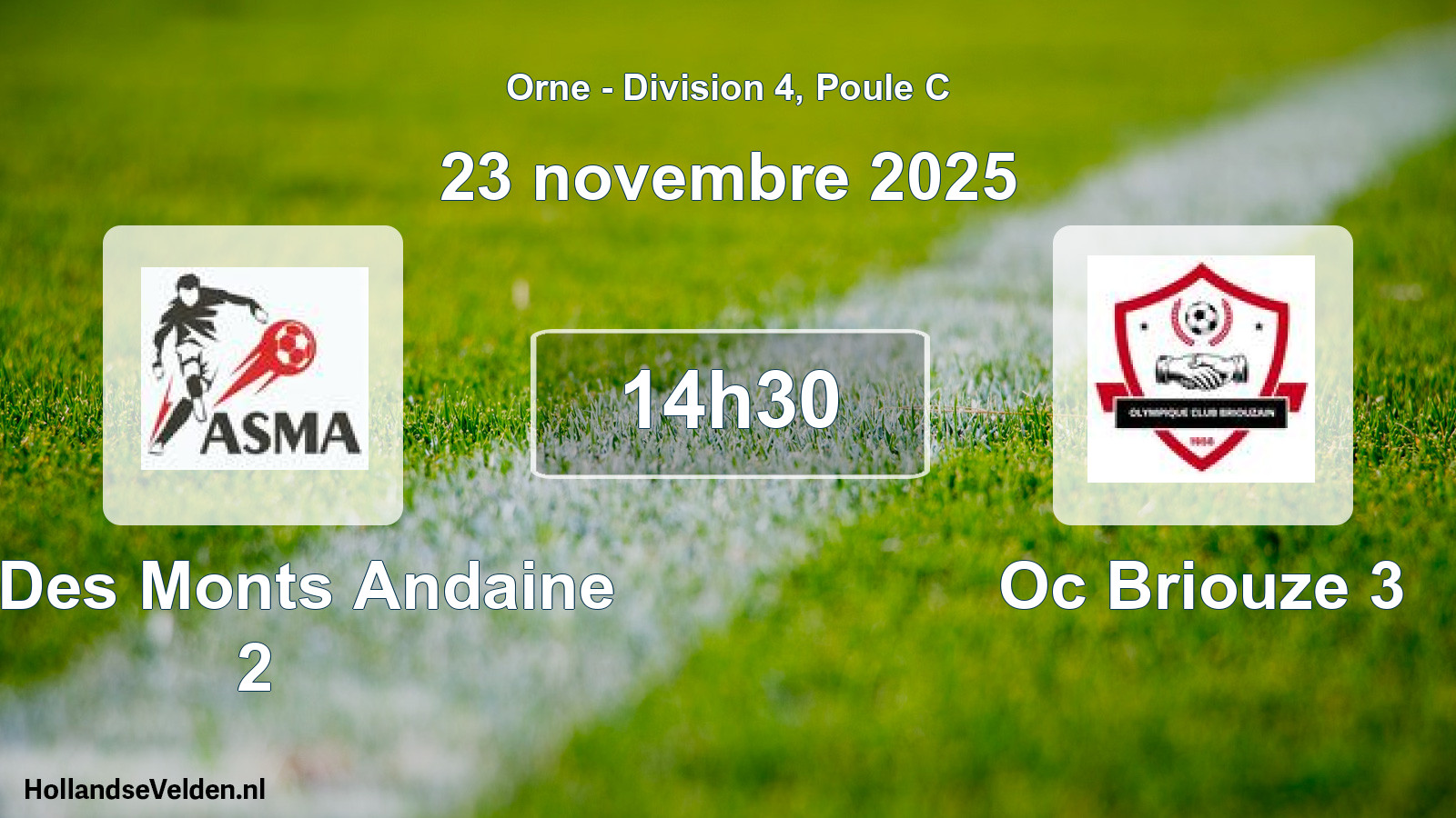 Geplande wedstrijd: As Des Monts Andaine 2 - Oc Briouze 3 (23 november 2025)