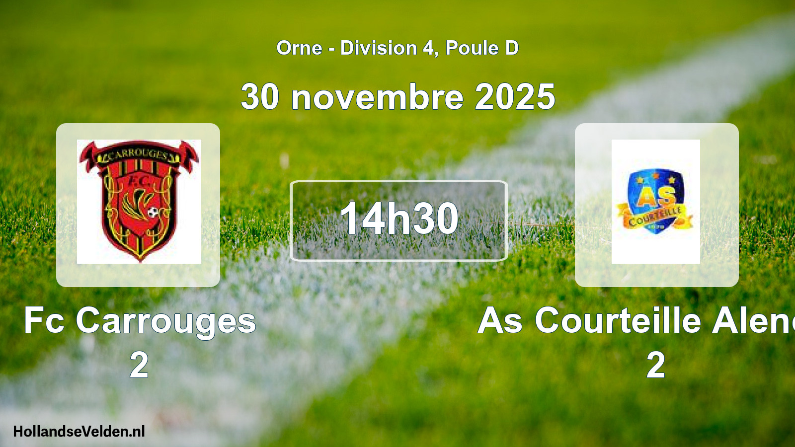 Geplande wedstrijd: Fc Carrouges 2 - As Courteille Alenco 2 (30 november 2025)