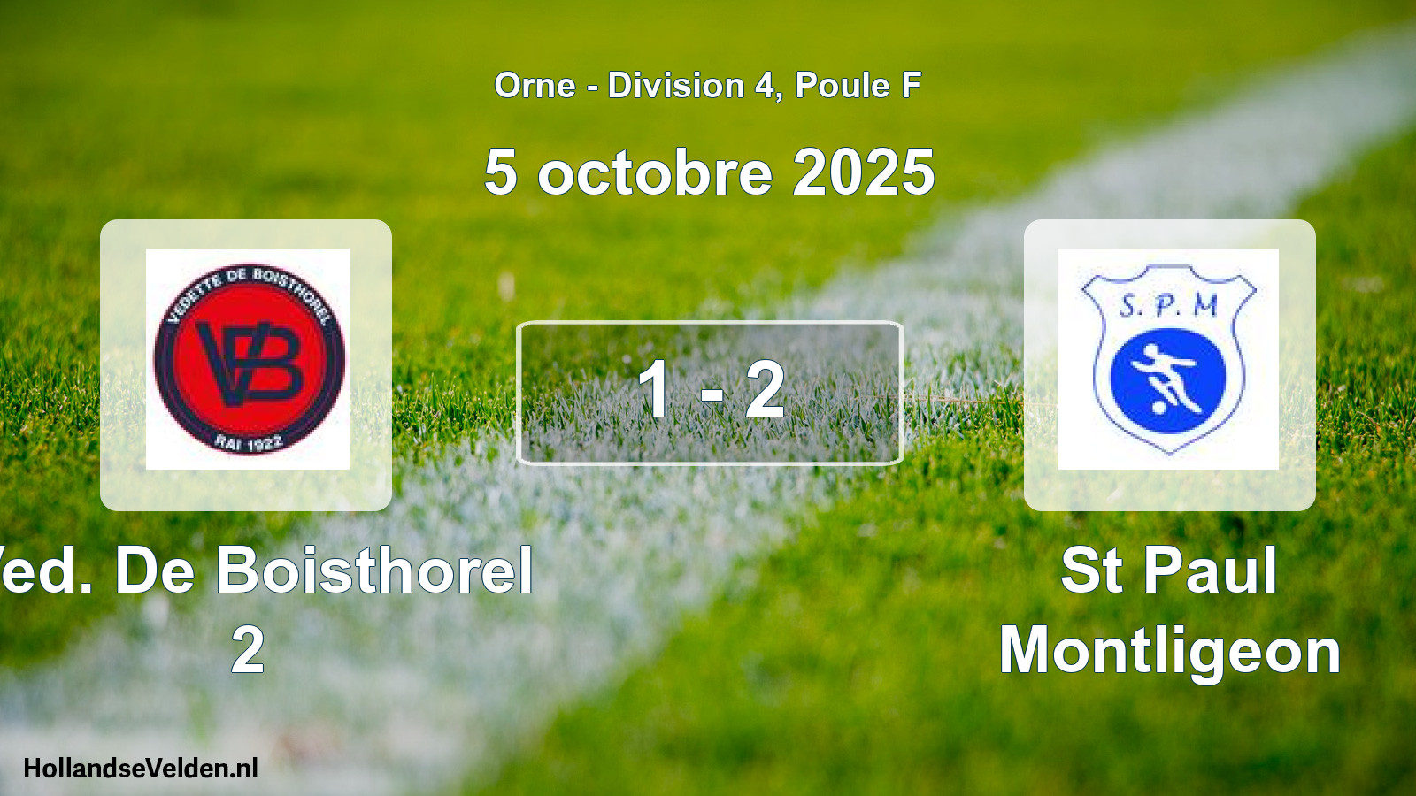 Gespeelde wedstrijd: Ved. De Boisthorel 2 - St Paul Montligeon 1 - 2 (5 oktober 2025)