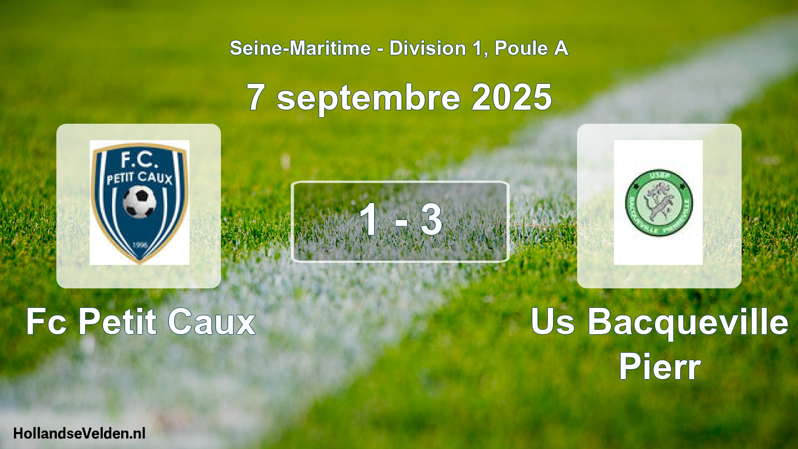 Gespeelde wedstrijd: Fc Petit Caux - Us Bacqueville Pierr 1 - 3 (7 september 2025)